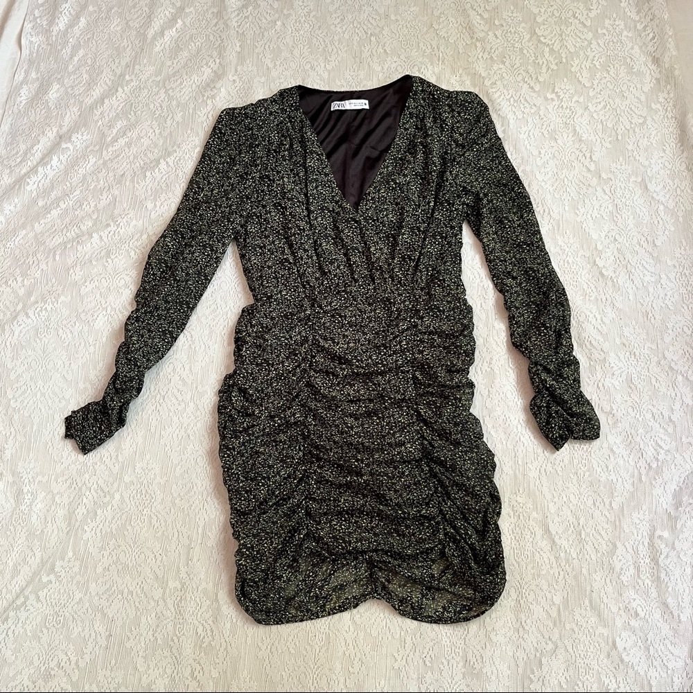 Zara blogger favorite draped long sleeve mini dress